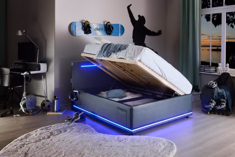 Meise Möbel Letto imbottito Circle con illuminazione a LED incl. base letto