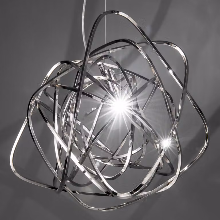 Terzani Lampada a sospensione Doodle, Alluminio / Grigio / Zincato, Soggiorno / Sala da pranzo, Metallo, Design, Lampada a sospensione