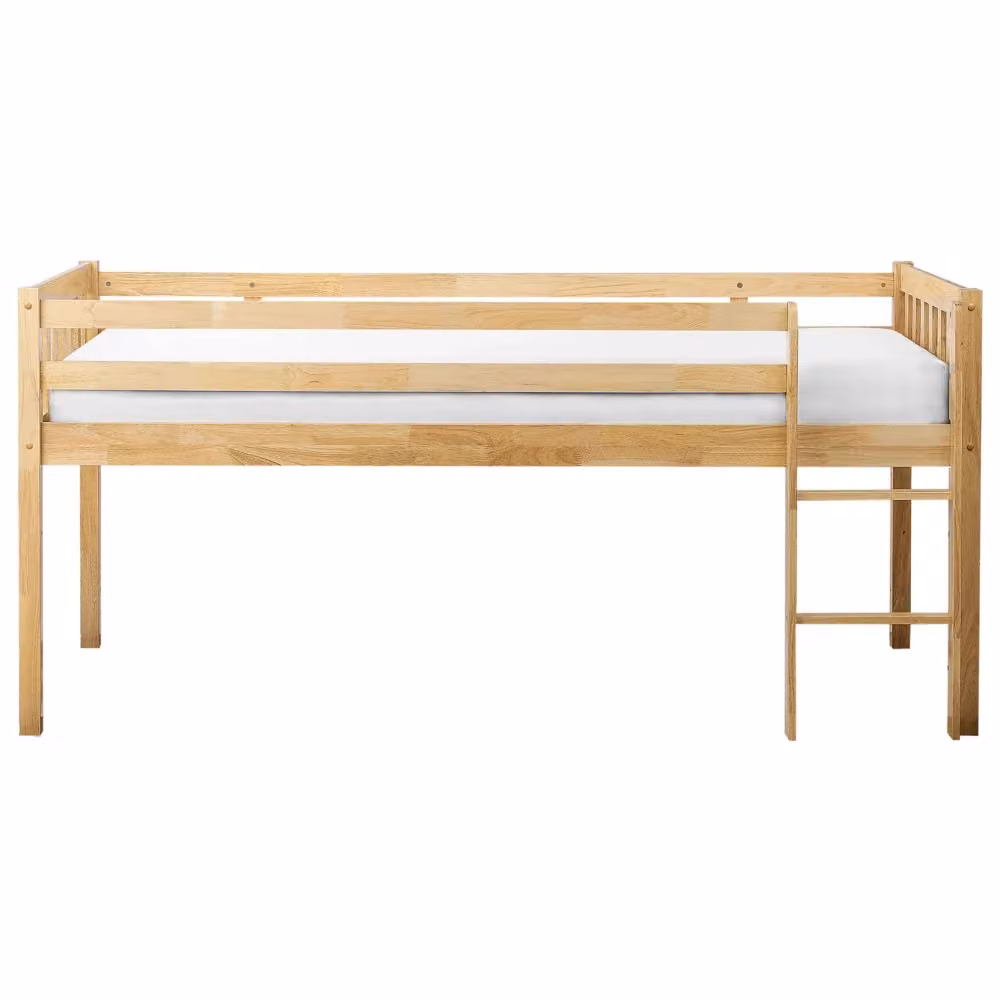 Letto singolo alto per bambini BELIANI in legno di caucciù marrone chiaro con rete a doghe L/P/H: 210 x 90 x 200 cm – 2