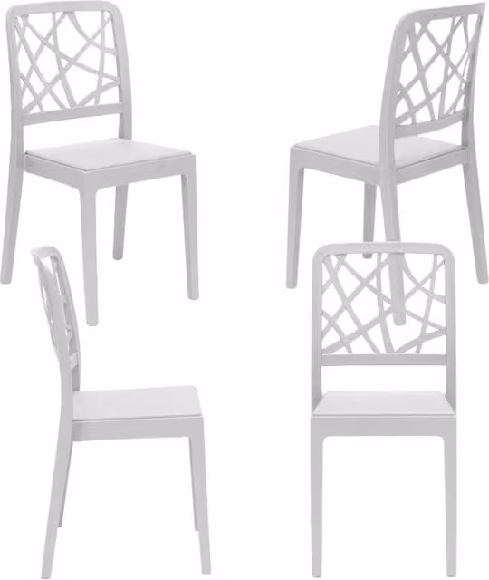 Set 4 sedie in polipropilene PENELOPE, 100% MADE IN ITALY, impilabile, resistente ai raggi UV, design moderno, ideale per sala da pranzo, cucina, sala d’attesa, bar, ristoranti o giardino, colore Bianco