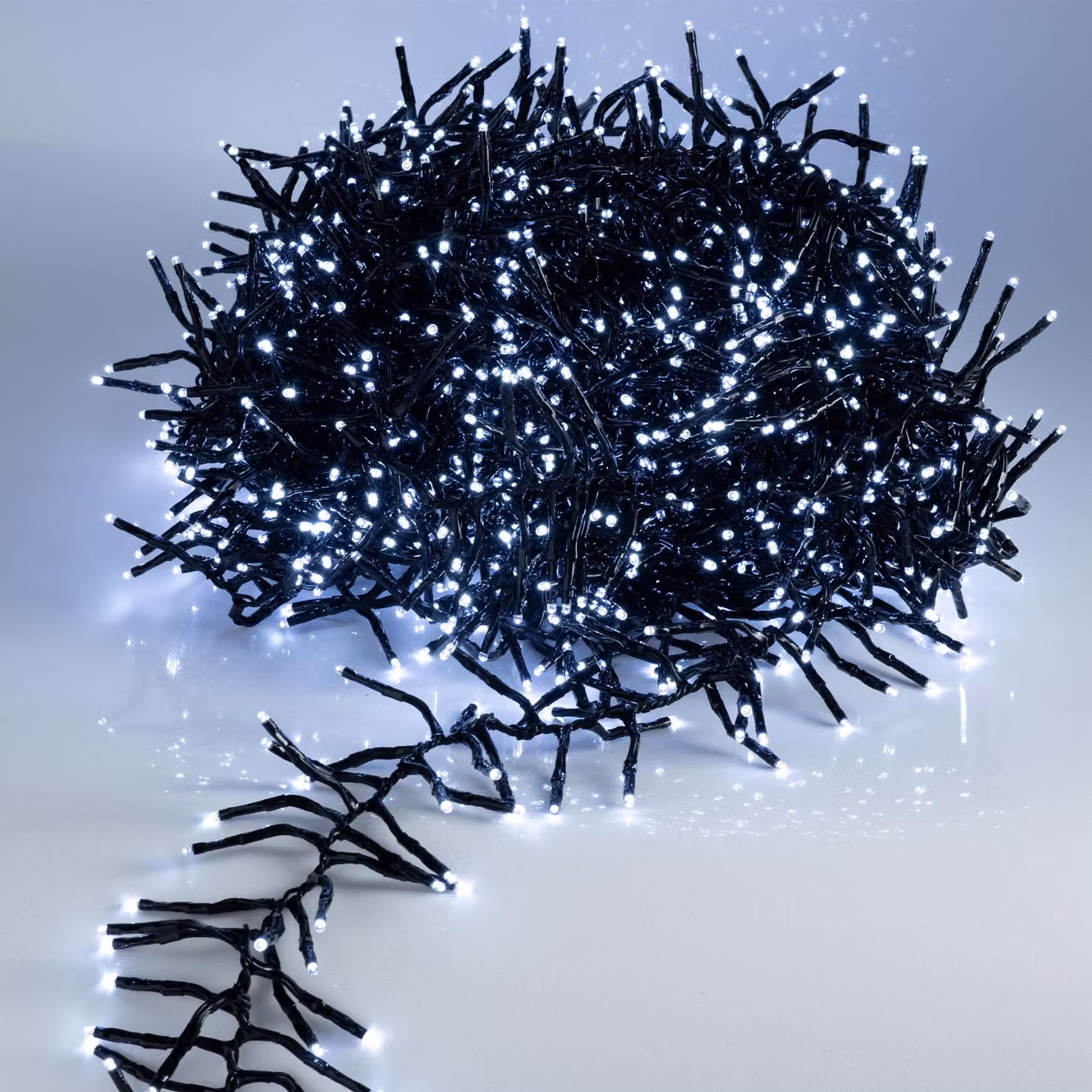 Catena luminosa a cascata, luce bianca fredda - 11 metri / 1512 LED - Decorazione natalizia a forma di albero, con controller e chip di memoria - adatta per interni ed esterni