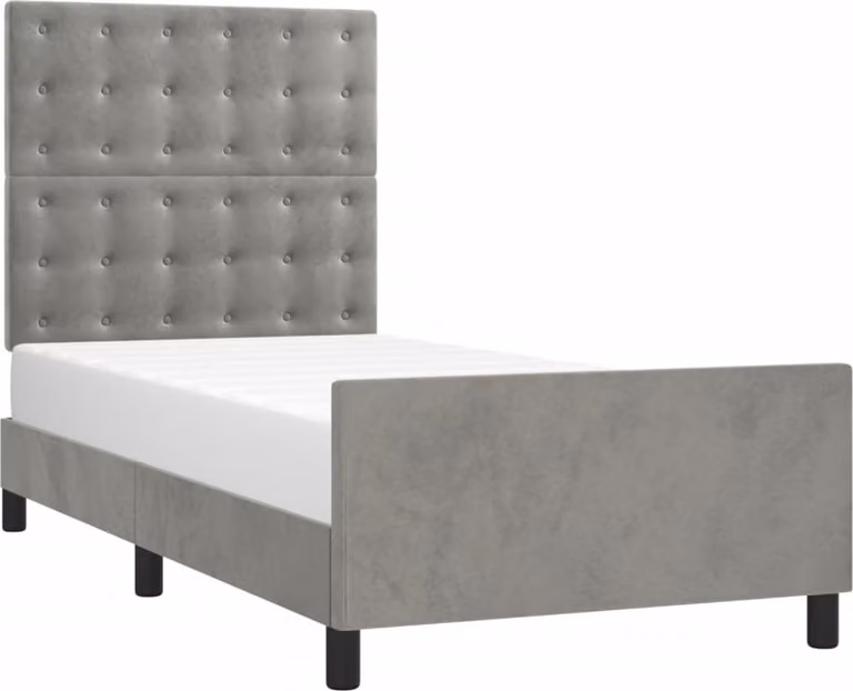 Giroletto senza Materasso Grigio Chiaro 90x190 cm Velluto