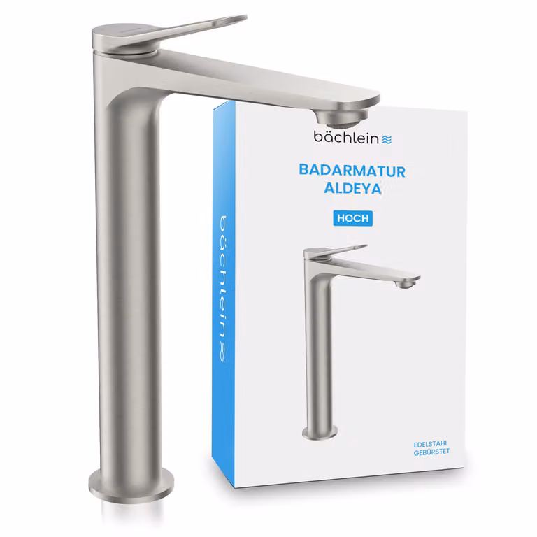 Rubinetto da bagno Aldeya alto - acciaio inox spazzolato