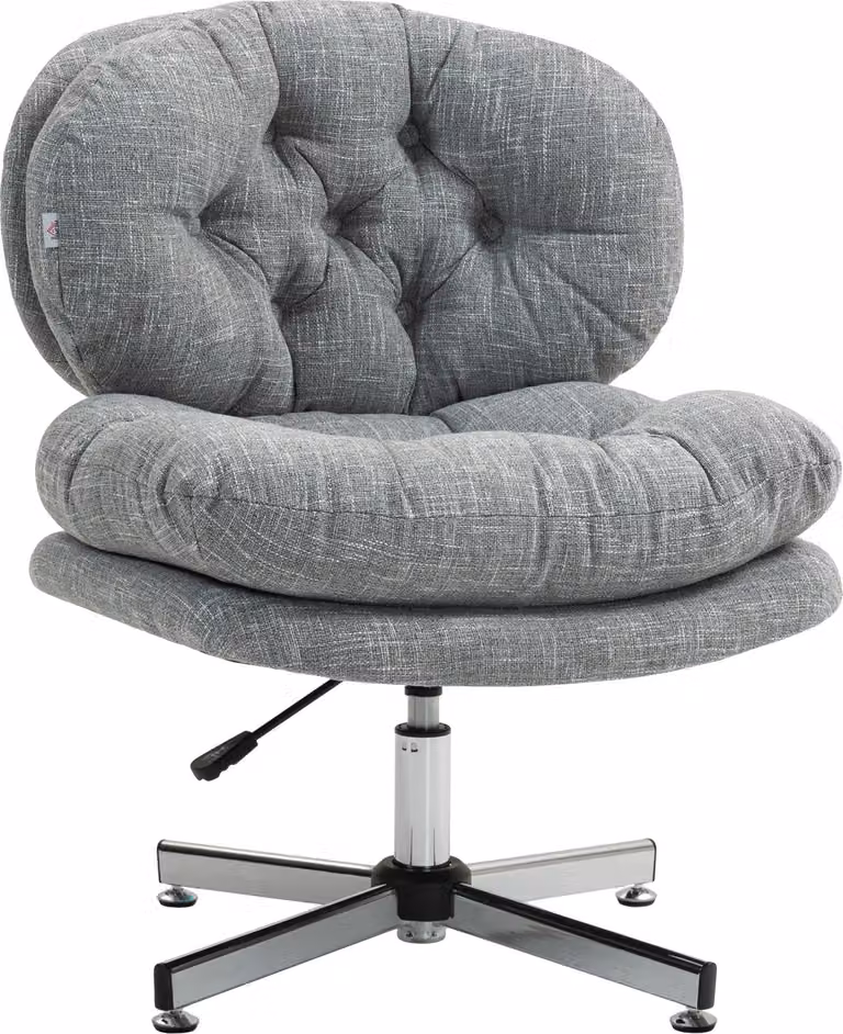 Sedia da ufficio HOMCOM, sedia da scrivania imbottita, effetto lino, grigia