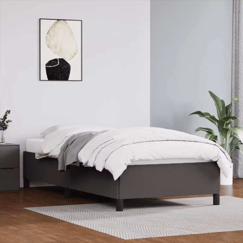The Living Store Struttura letto grigia 90x190 cm in ecopelle