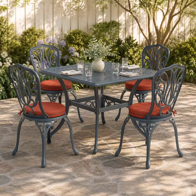 Set di 4 cuscini per sedia vidaXL in poliestere rosso con rivestimento lavabile e resistente ai raggi UV
