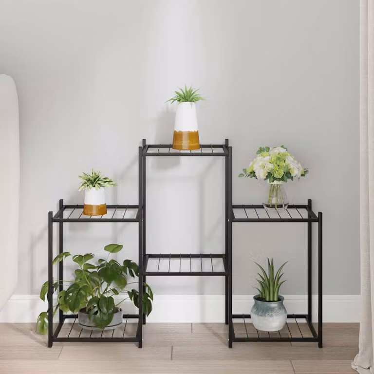 vidaXL Portafiori Moderno in Metallo Nero Opaco L: 83 cm, P: 25 cm, H: 60 cm