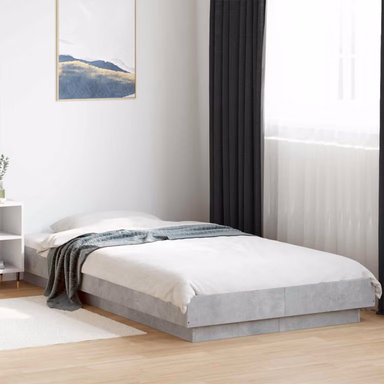 Letto moderno vidaXL con illuminazione LED in legno ingegnerizzato, Grigio Cemento, 80 x 200 cm