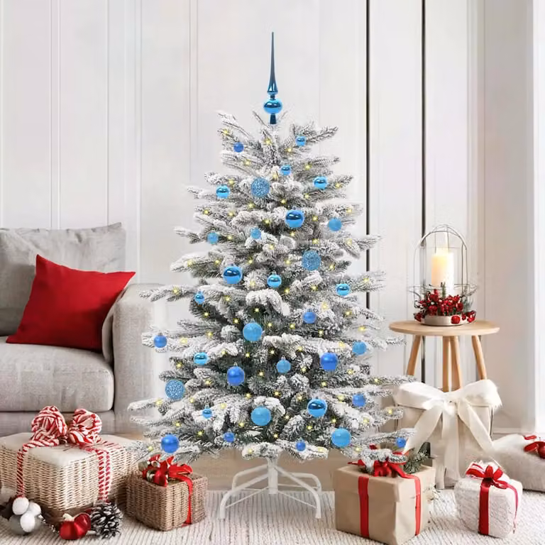 Albero di Natale artificiale vidaXL bianco con luci LED bianco caldo e rami pieghevoli, Altezza: 150 cm