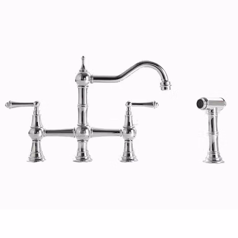 CUCINA BATTERIA ottone retrò elegante CHESTERA argento cromo bocca estraibile