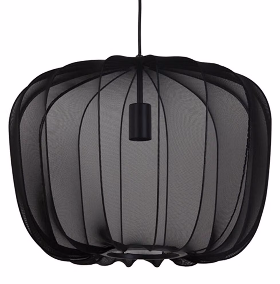 Lampada a sospensione - nero - PLUMERIA - tessile - Ø 50cm - E27 - 2963412 - Light & Living