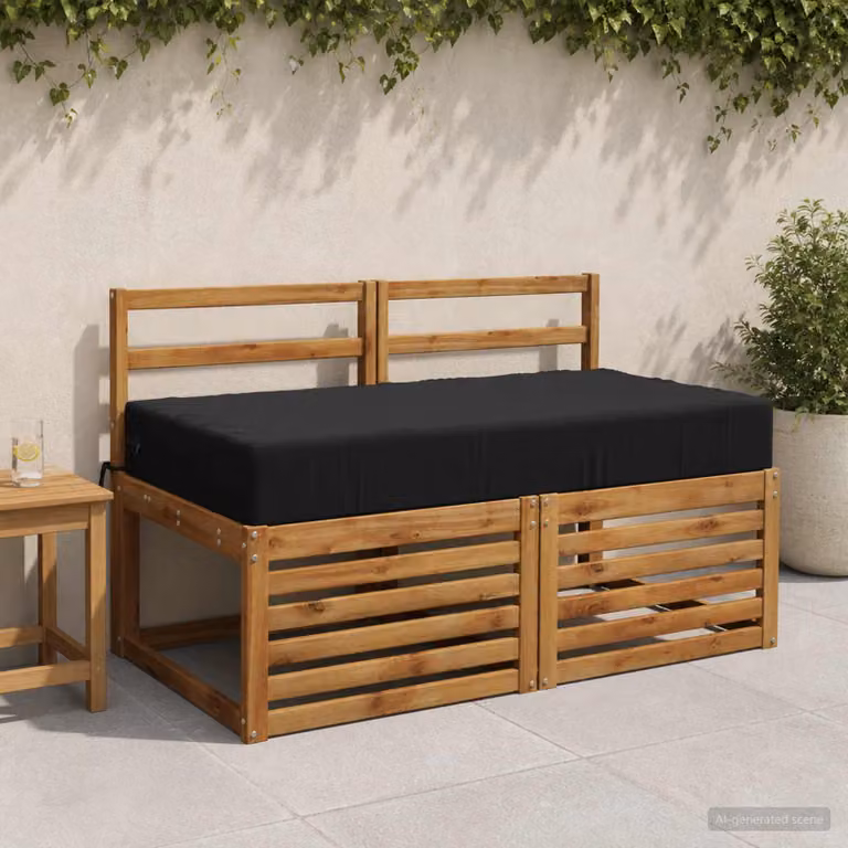 Cuscino per la seduta vidaXL SOEST in poliestere nero con rivestimento lavabile e resistente ai raggi UV