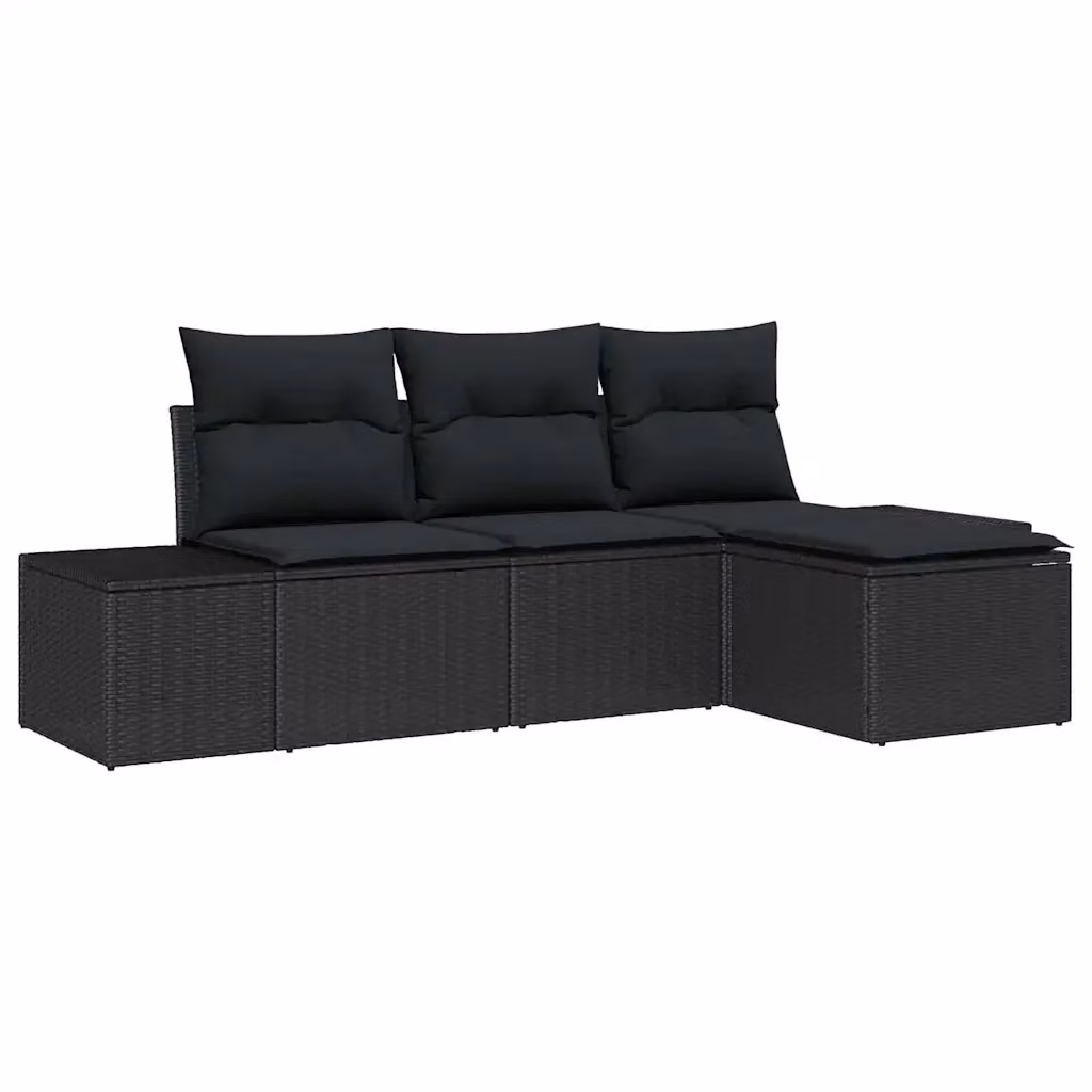 Set Divano da Giardino vidaXL a Forma di L con Cuscini Nero e Struttura in Metallo – 2