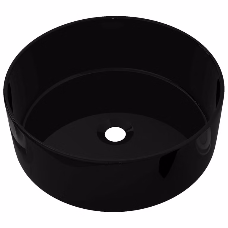 Lavandino Tondo in Vetroceramica Nero 40 x 15 cm
