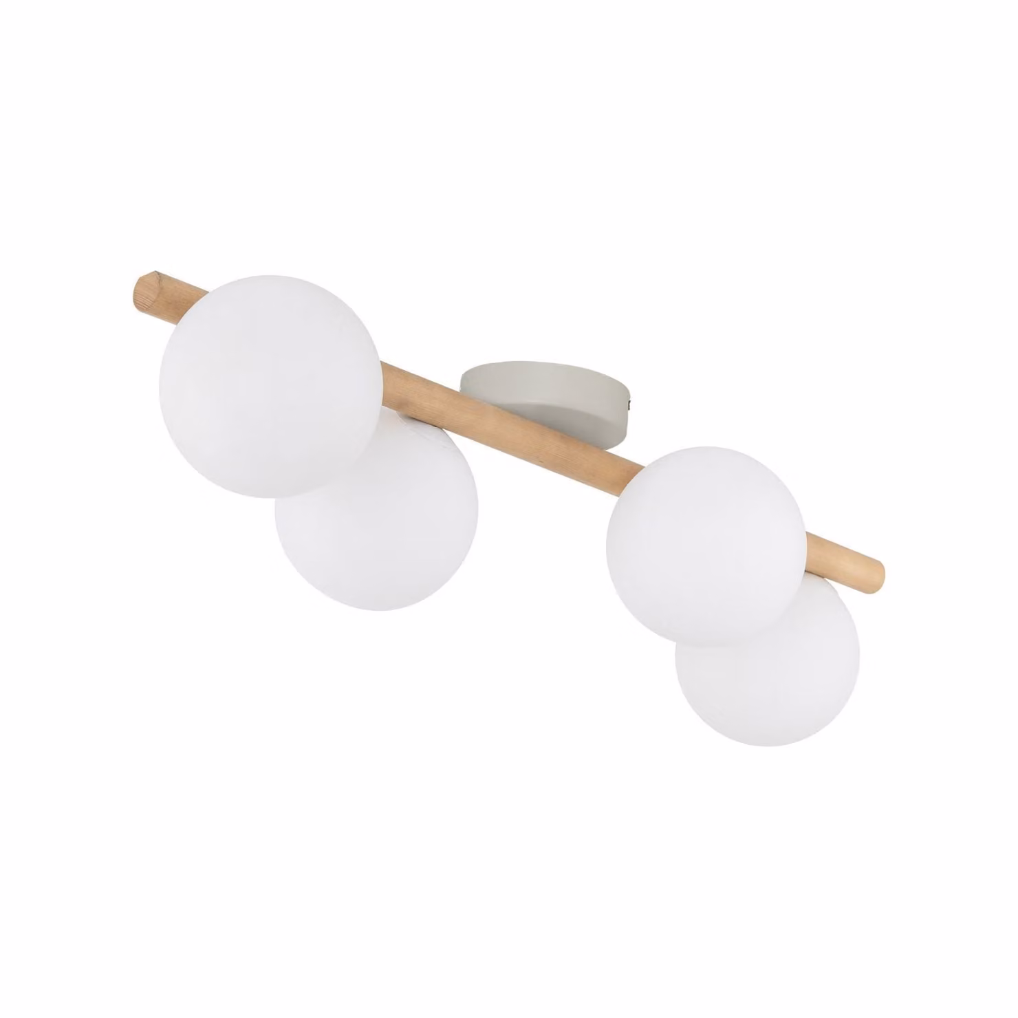 Plafoniera metallo vetro G9 legno luce bianca 4 luci allungata moderna
