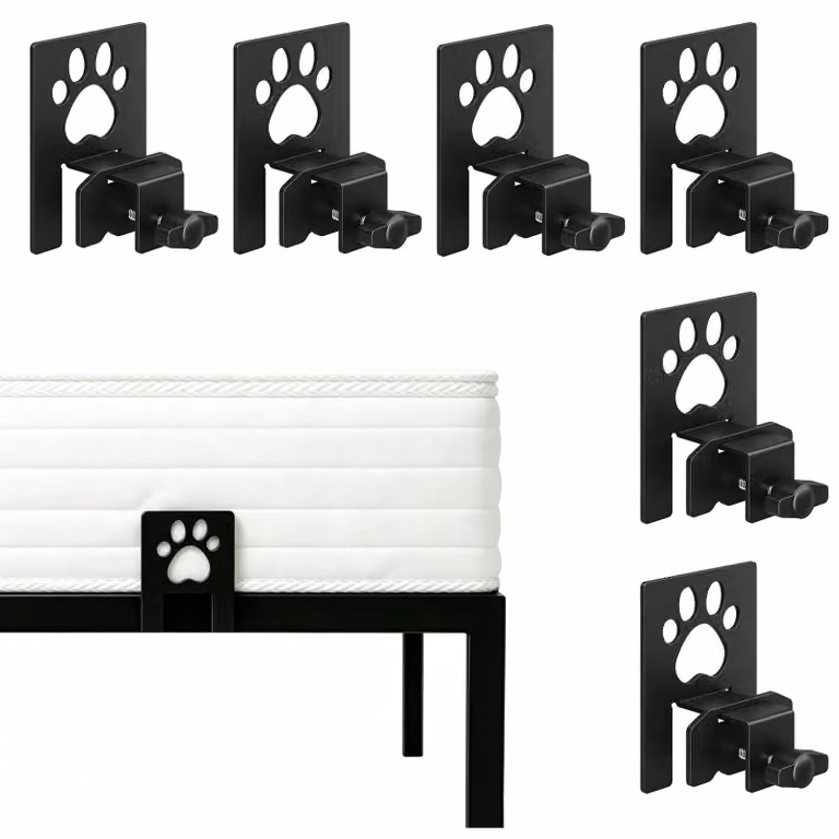 Set di 6 supporti per materassi, regolabili, in metallo, antiscivolo, con motivo a impronte di gatto