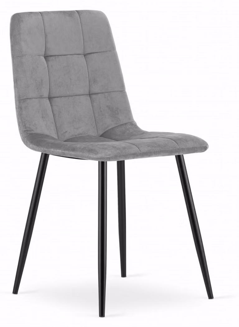 Sedia KARA in velluto grigio chiaro con gambe nere