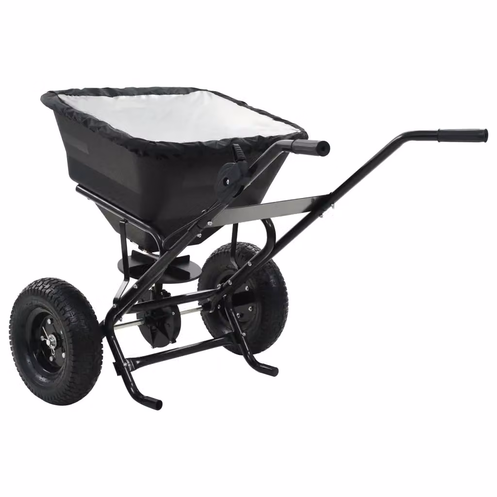 Spargisale manuale vidaXL in PVC e acciaio nero, capacità 45 L, L/P/H: 106 x 73 x 76 cm – 2