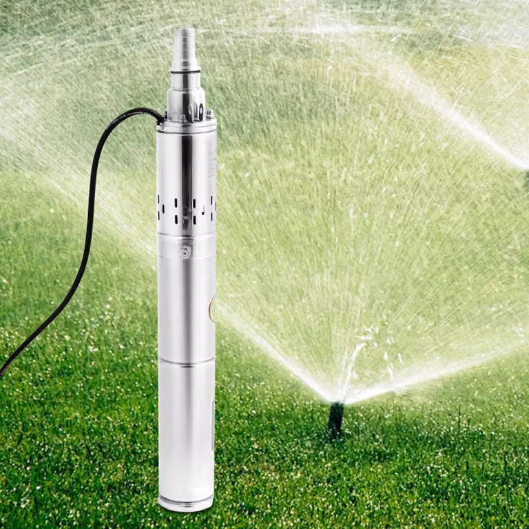 Pompa per pozzi profondi - Pompa sommergibile 370 W 24 V DC - Acciaio inossidabile - Alta prevalenza - Alta portata - Per irrigazione - Spina UE