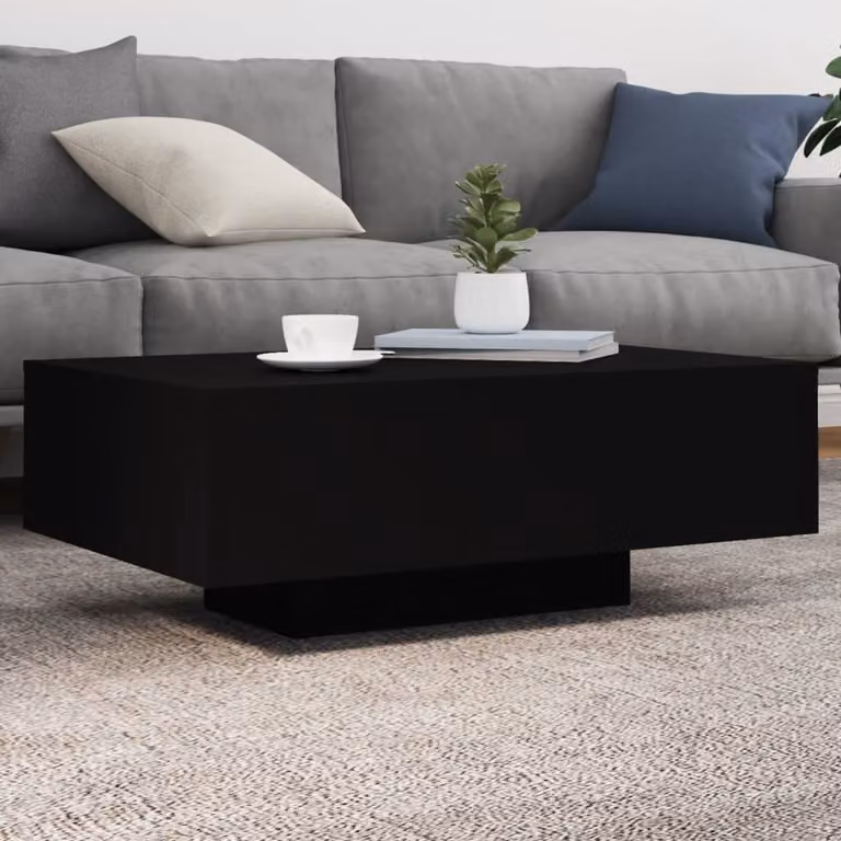 vidaXL Tavolino da Soggiorno Moderno con Luci LED Nero L: 85 cm, P: 55 cm, H: 31 cm