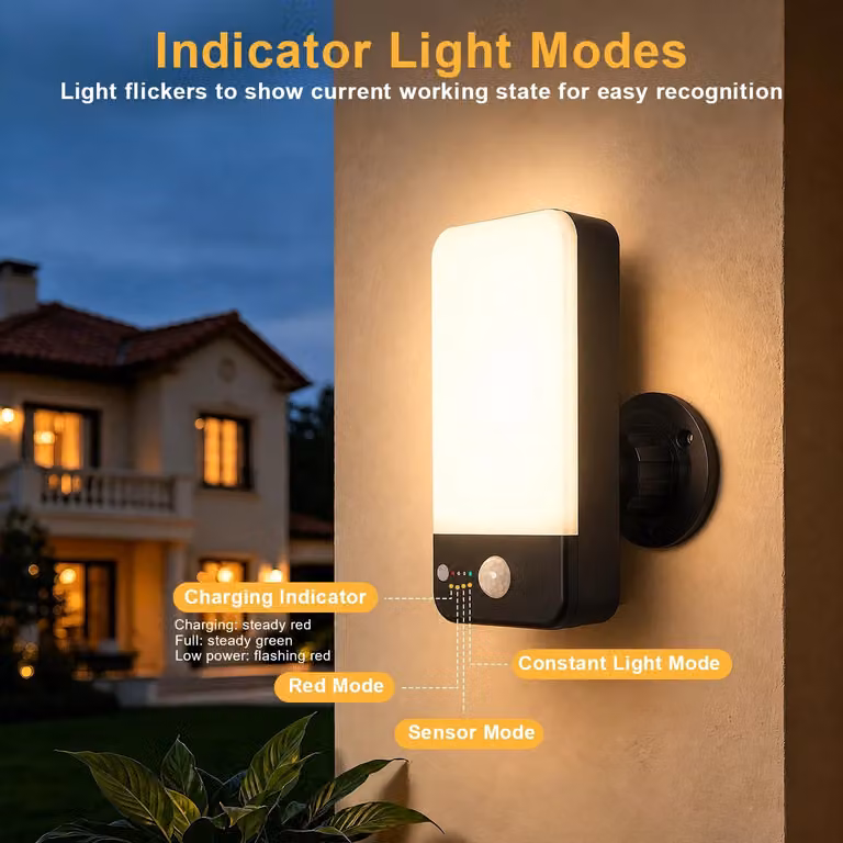 Lampada da parete con sensore di movimento - Lampada LED ricaricabile da 9000 mAh - Telecomando - Resistente all'acqua (IP65) - 3 modalità - Rotazione a 360° - Dimmerabile - Confezione da 1