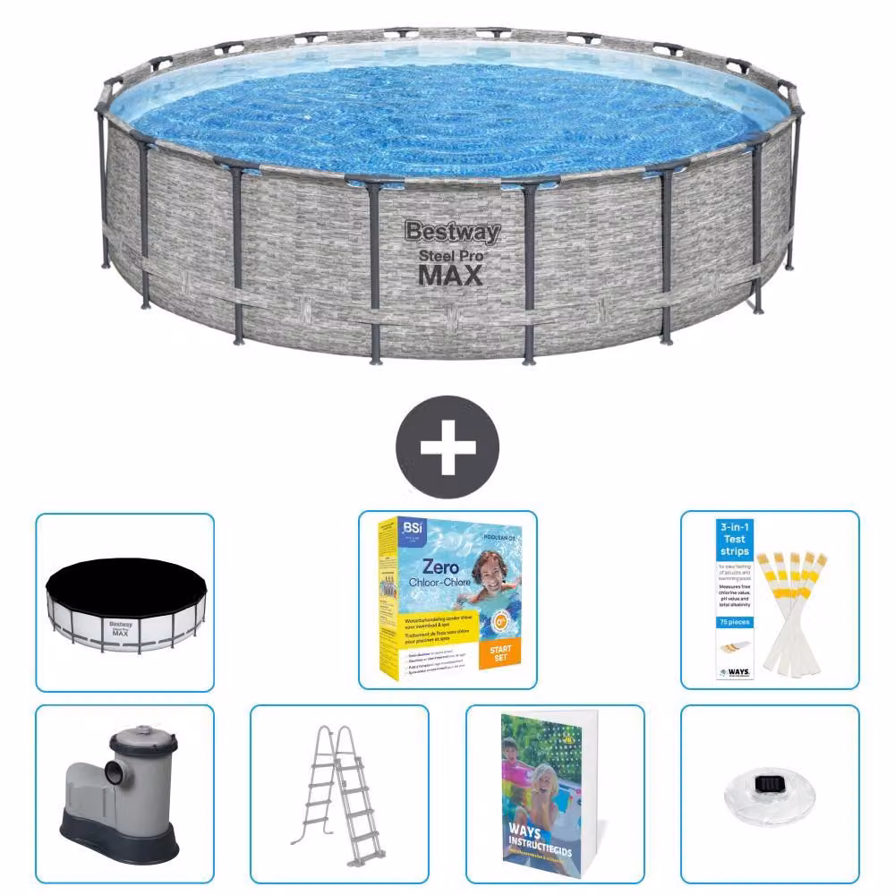Piscina gonfiabile Bestway Steel Pro MAX, rotonda, 549x122 cm, composta da 6 parti, modello S526