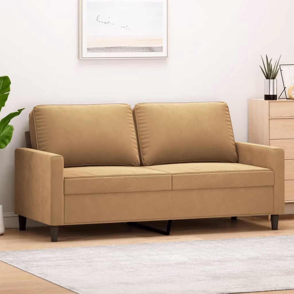 Divano esclusivo, due posti, color marrone, 140 cm, in velluto