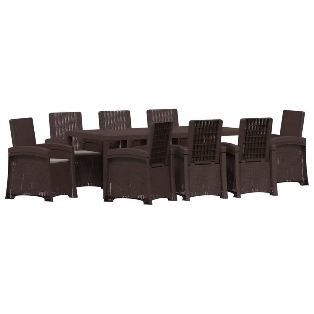 Set da pranzo da giardino moderno vidaXL in polyrattan composto da 9 pezzi nei colori marrone e grigio – 2