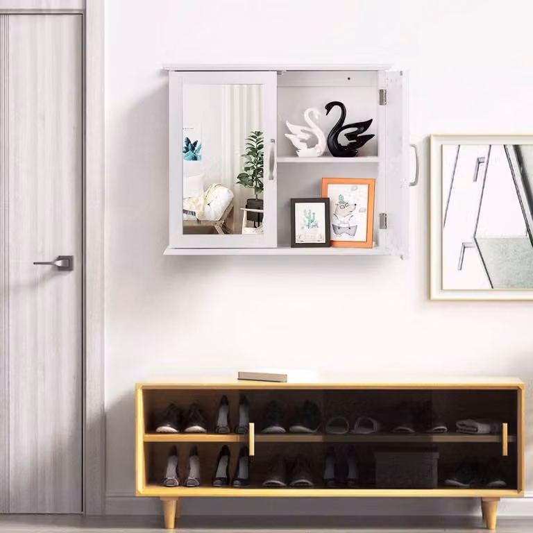 COSTWAY: Armadietto con specchio per il bagno, mobile bagno con specchio, armadio per il bagno, specchio da bagno, mobile sospeso per il bagno, armadietto con specchio per il bagno