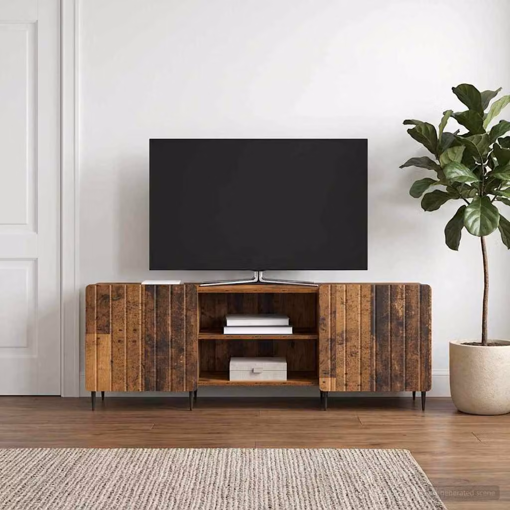 Mobile TV moderno vidaXL in legno e metallo, colore marrone, L 150 x P 31 x H 52 cm