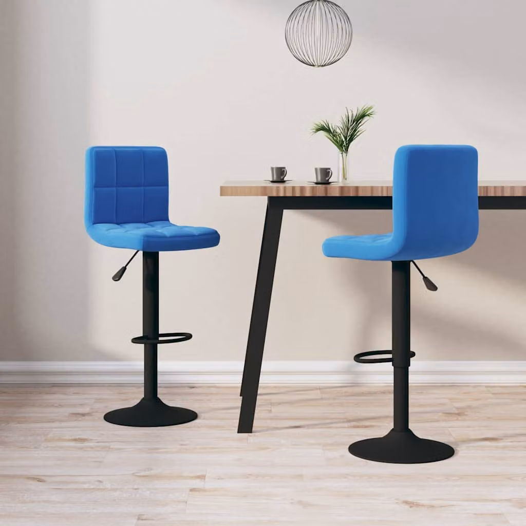 Set di 2 sgabelli da bar vidaXL in velluto blu con base girevole a 360 gradi