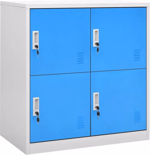 Armadietto moderno in acciaio HELLOSHOP26 con serratura e ante a battente, grigio o blu, L: 90 cm, P: 45 cm, H: 92,5 cm