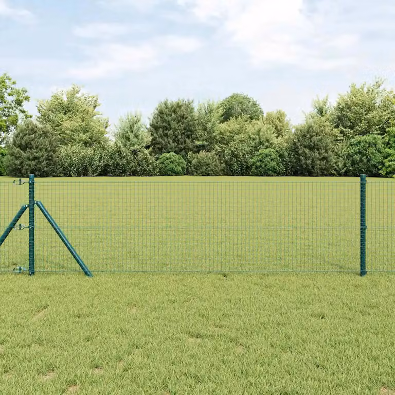 Recinzione a rete saldata vidaXL in acciaio e PVC verde da fissare a terra, L: 50 m, H: 0,8 m