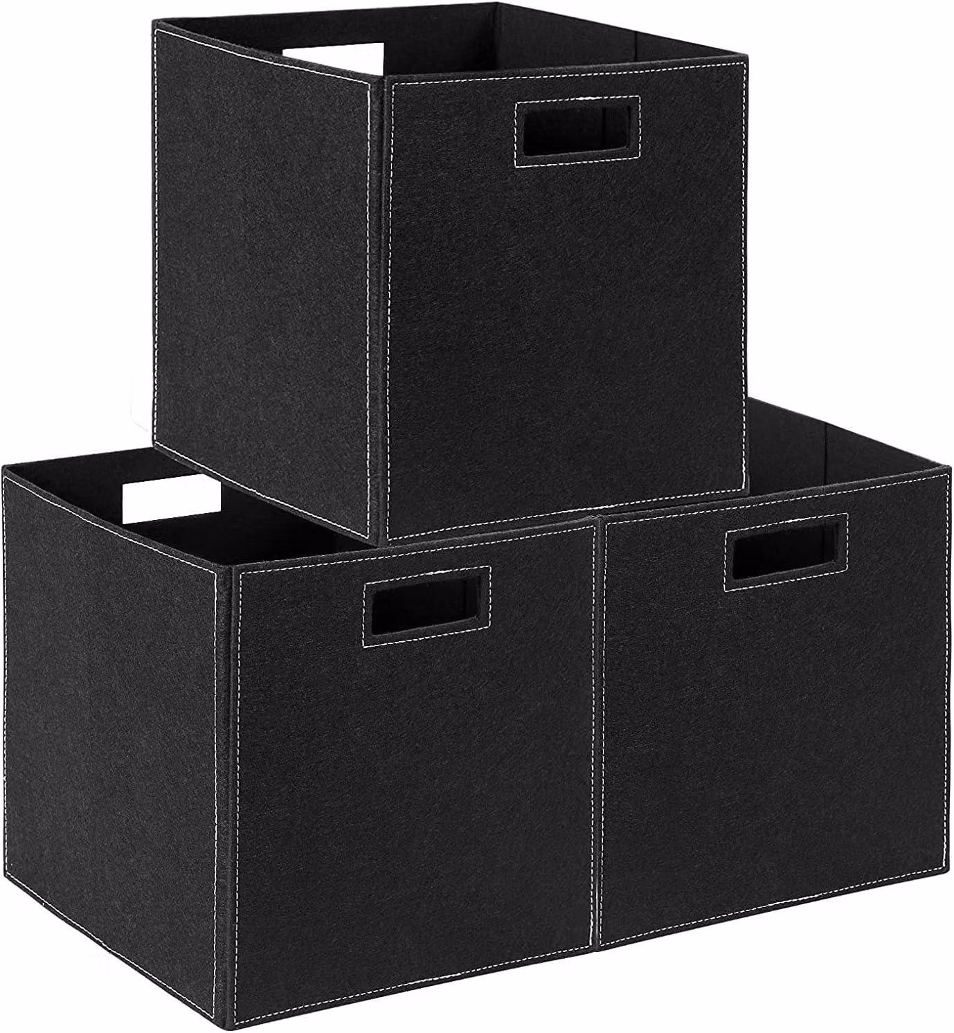 Set di scatole contenitore, 3 pezzi, in feltro, 31x31x31 cm, pieghevoli, per l'organizzazione domestica