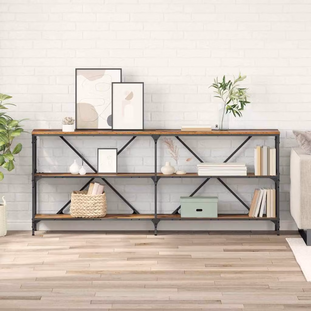 vidaXL Tavolo consolle moderno in legno marrone L: 180 cm, P: 30 cm, H: 75 cm