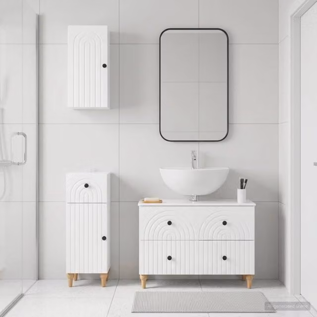 Set di armadietti da bagno in 3 pezzi ALKMAAR Bianco Lucido 3417751