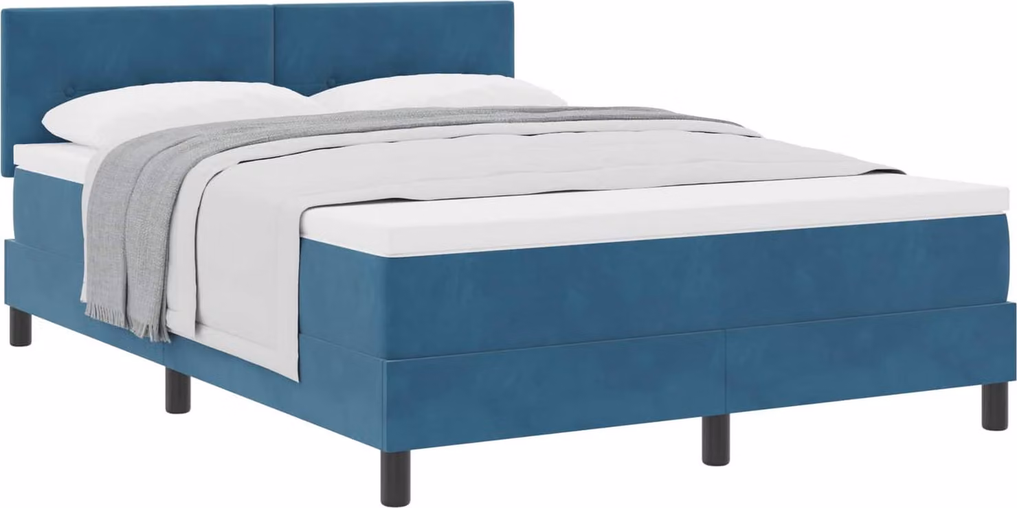 Letto a molle con materasso Blu Scuro 160 x 200 cm Velluto