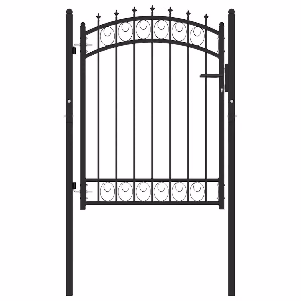 Cancello singolo per recinzione vidaXL in acciaio nero, modello swing, L: 104 cm, H: 109,5 cm – 2