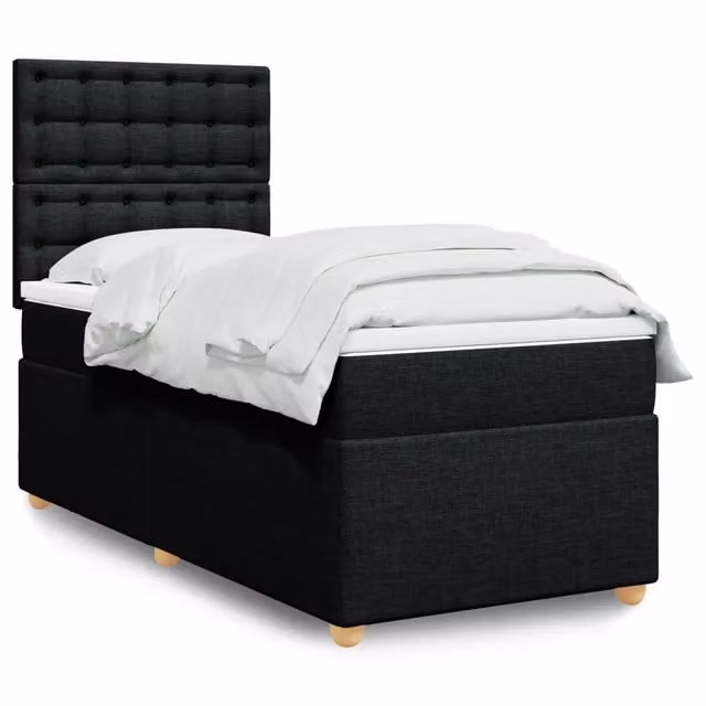 Letto Ibrido con Giroletto a Molle e Materasso vidaXL, Colore Nero e Bianco, L/P/H: 90 x 200 x 150,5 cm
