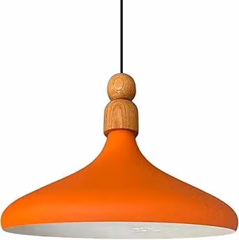 Lampadario a sospensione singolo arancione con spesse perle di legno
