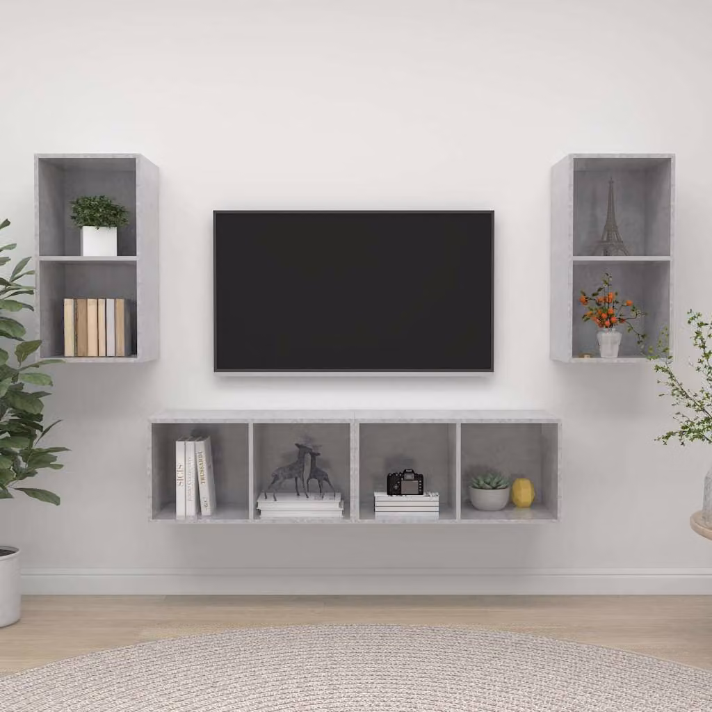 Mobile TV a parete vidaXL moderno in legno e MDF Grigio Cemento