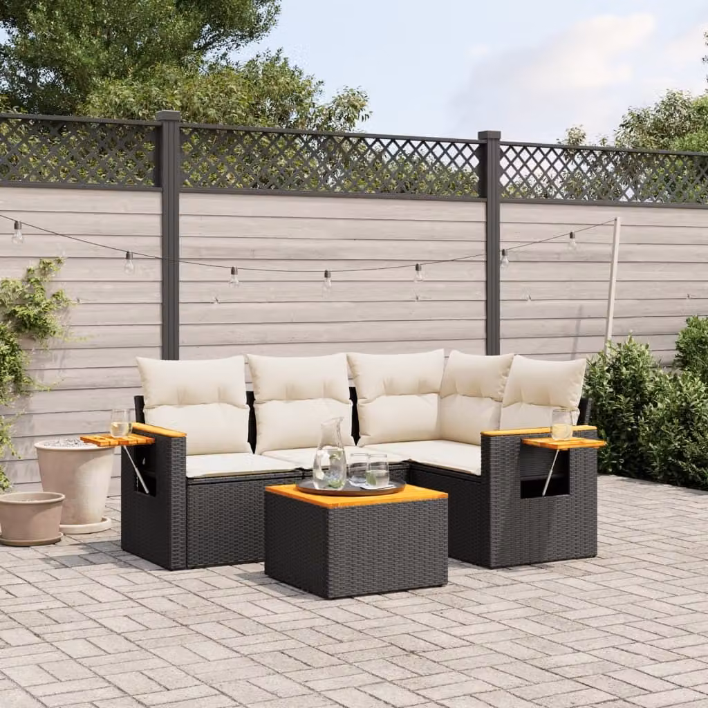 Maison Exclusive - Set Divani da Giardino 5 pz con Cuscini in Polyrattan Nero