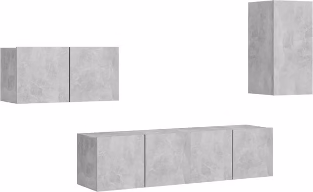 Set di Mobili Porta TV 4 pz | Armadietto TV | Mobile Porta TV Grigio Cemento in Legno Multistrato