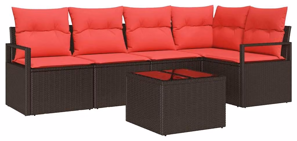 Set di divani 6 pcs Marrone polyrattan