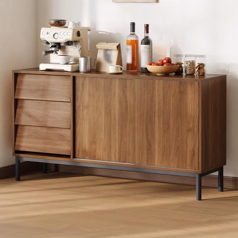 Mobiletto da cucina STILVORA con 3 cassetti e 2 ante scorrevoli, credenza con spazio contenitivo, armadietto per cucina, sala da pranzo e soggiorno