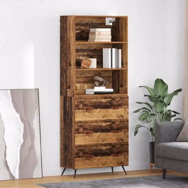 Credenza-Buffet-Armadio da cucina Legno vecchio 69,5 x 34 x 180 cm Legno multistrato 335580