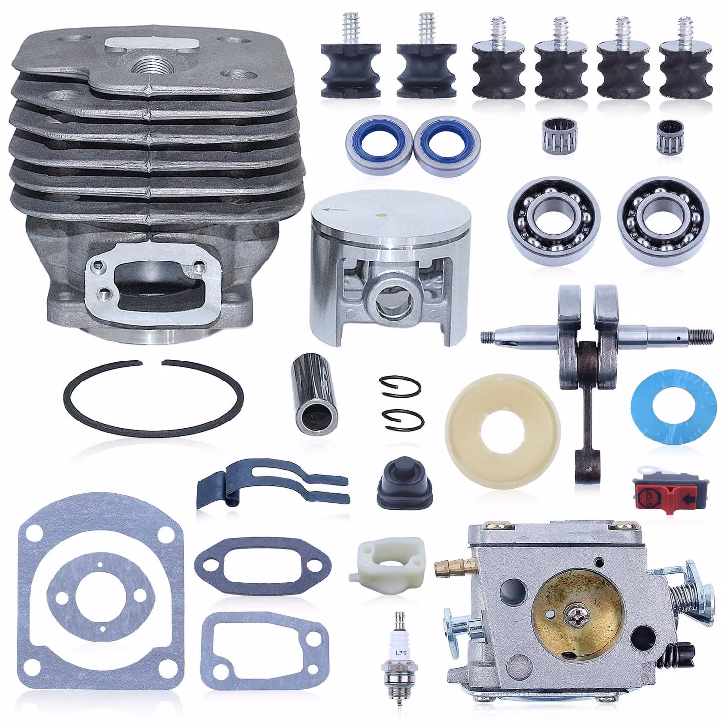 Kit completo per albero motore cilindrico da 52 mm, compatibile con motoseghe, comprensivo di tutti i componenti necessari