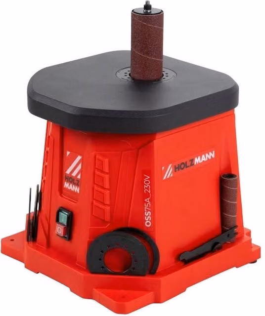 Levigatrice a cilindro oscillante da banco Holzmann OSS75A, 450 W, 230 V, 2000 U-min, colore Nero e Rosso con accessori