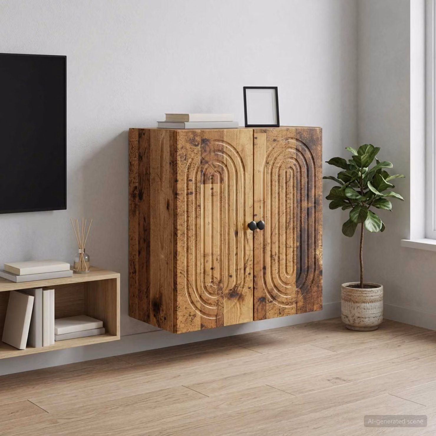 vidaXL Mobiletto a muro in legno marrone con ante a battente e ripiani interni L/P/H: 59 x 31 x 60 cm