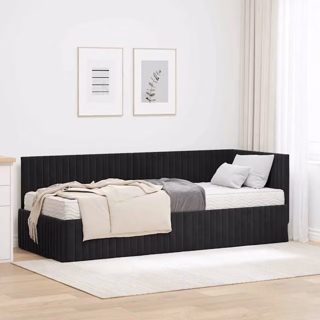 Struttura Letto Angolare con Materasso 2 pz Nero 80 x 200 cm 3393803
